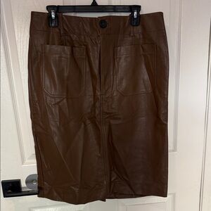Anthropologie Maeve Brown Leather Skirt
